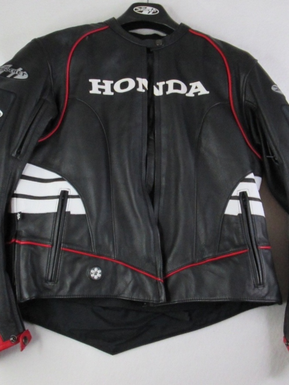 Joe Rocket Genuine Leather Honda Ladies XL Sport Riding Jacket Black/Red